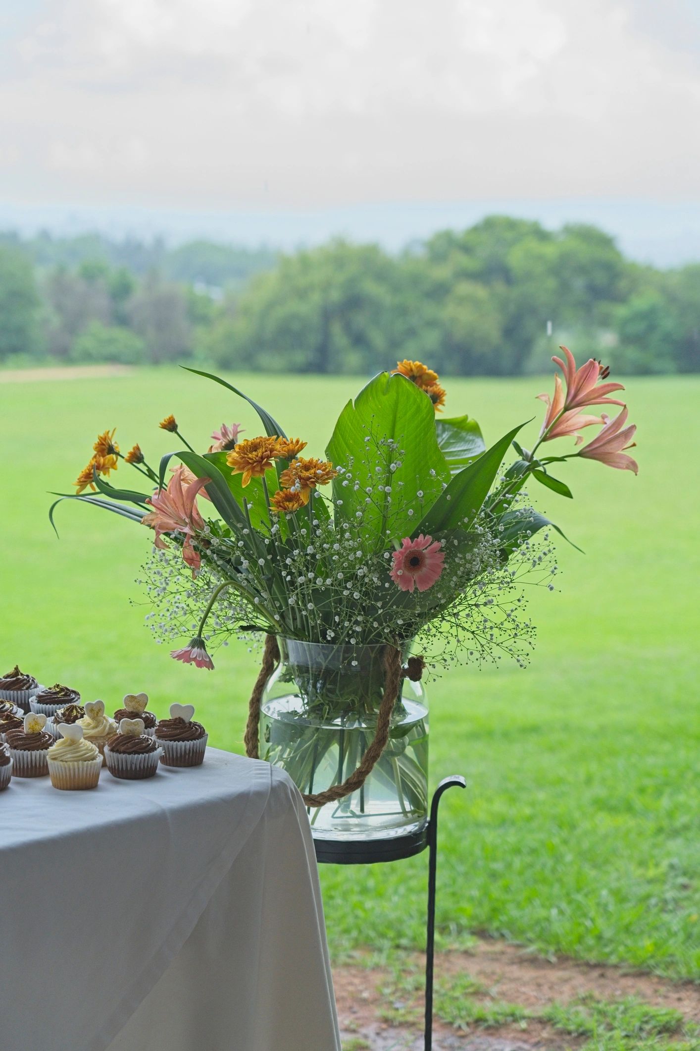 Elegant floral event styling for a summer fayre display
